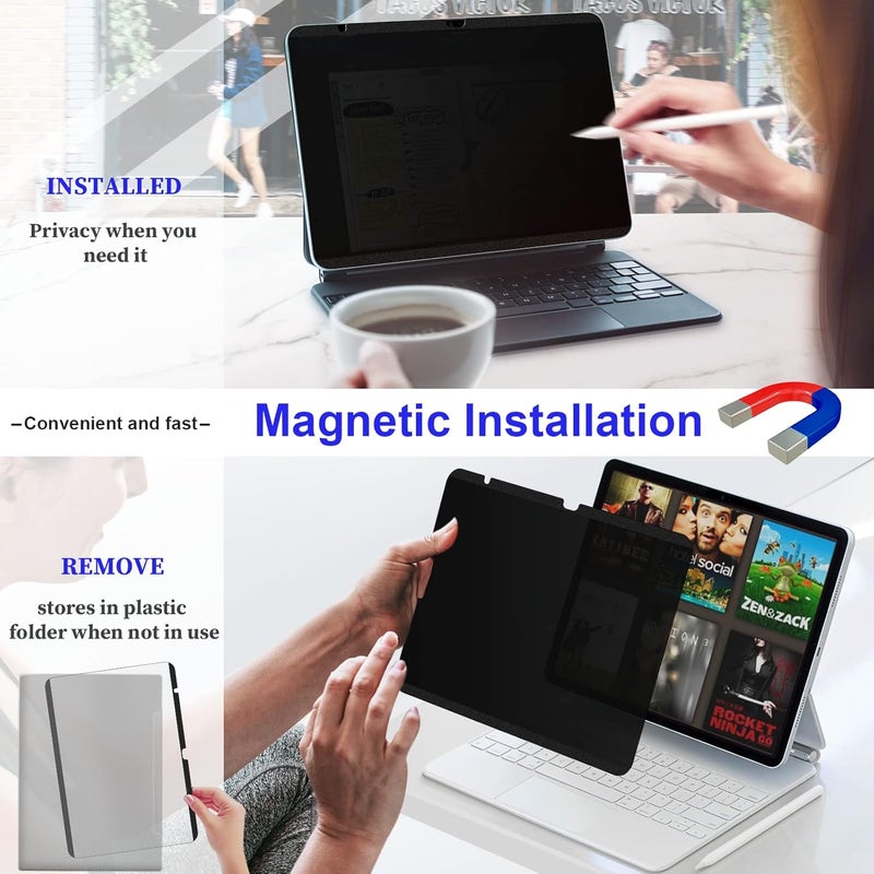 Mamol Magnetic iPad 11th generation (A6, 2025)/ 10th generation (2022) Privacy Screen Protector, iPad 10.9 inchAnti Blue Light Glare Spy Privacy Filter - Image 3